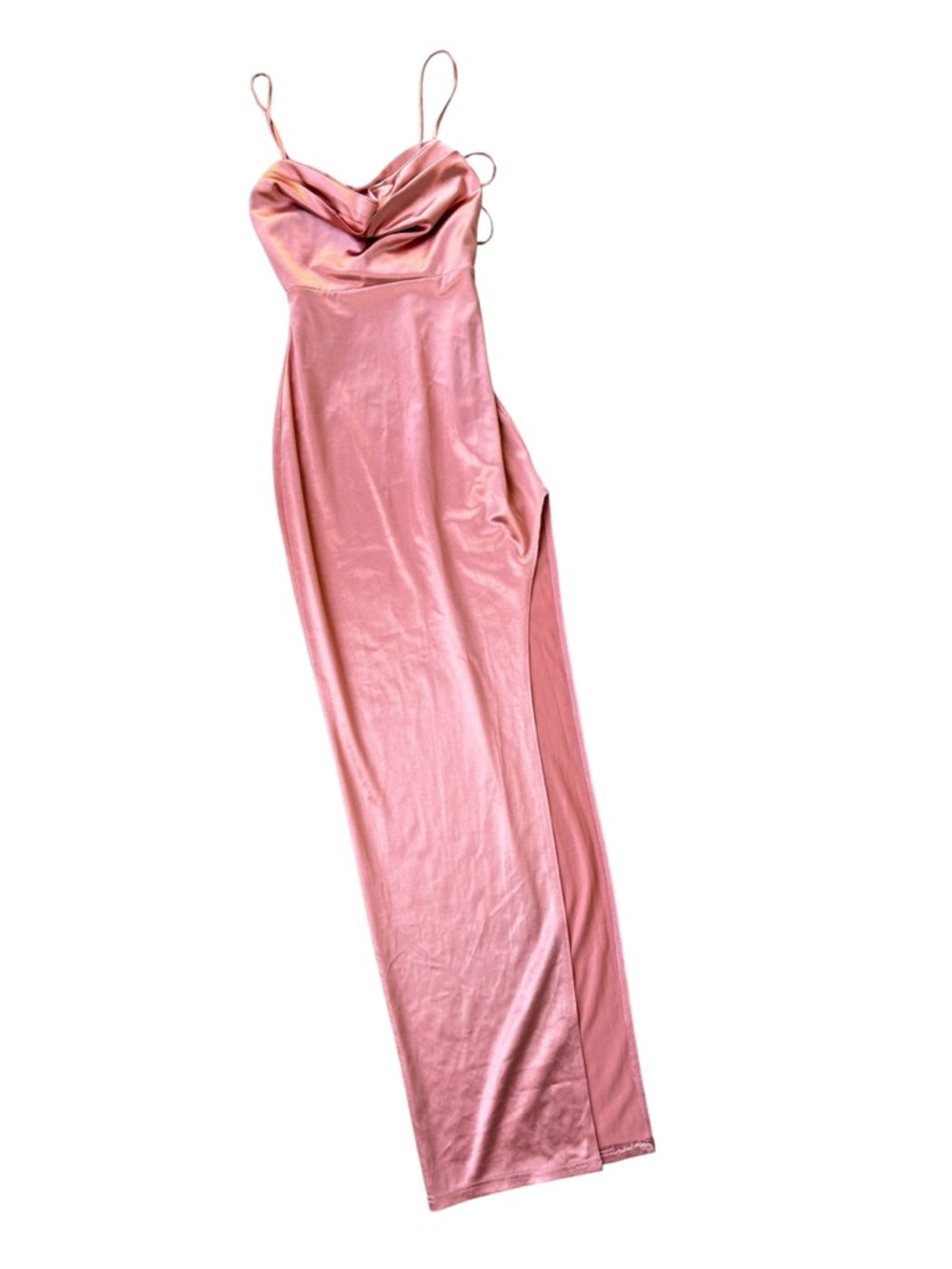 Windsor Formal Dress Satin Cowl Neck Slip Dress in Dusty Rose - Picture 2 of 7